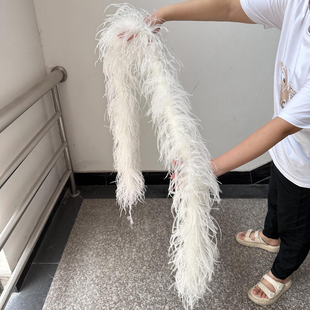 DIY 8 Ply Ostrich Feather Boas 4M for Craft Party Shawl Wedding Drees Clothes Carnival Stage Decor Fluffy Ostrich Plumes Scarf Trim