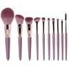 10-Piece Wooden Handle Makeup Brush Set With Soft Synthetic Bristles Face Eyes Professional Cosmetic Tools