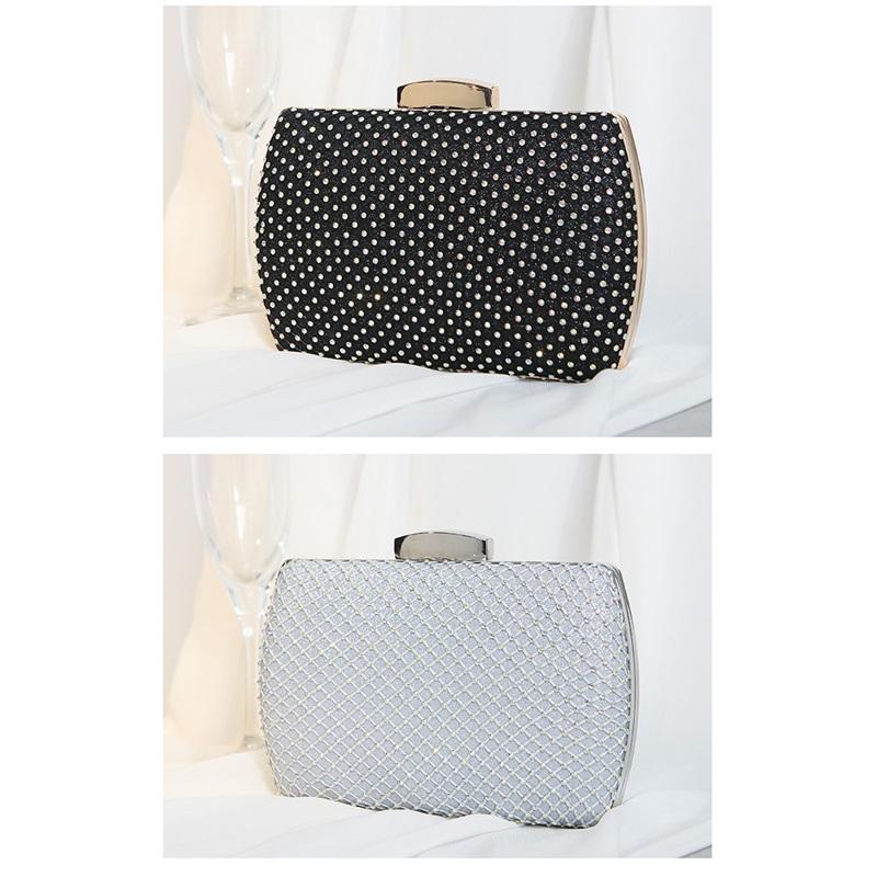 High-end Textured Square Hard Box Evening Clutch Sparkling Rhinestone Decor Chain Crossbody Handbag Women Formal Dress Purse For Banquet Wedding