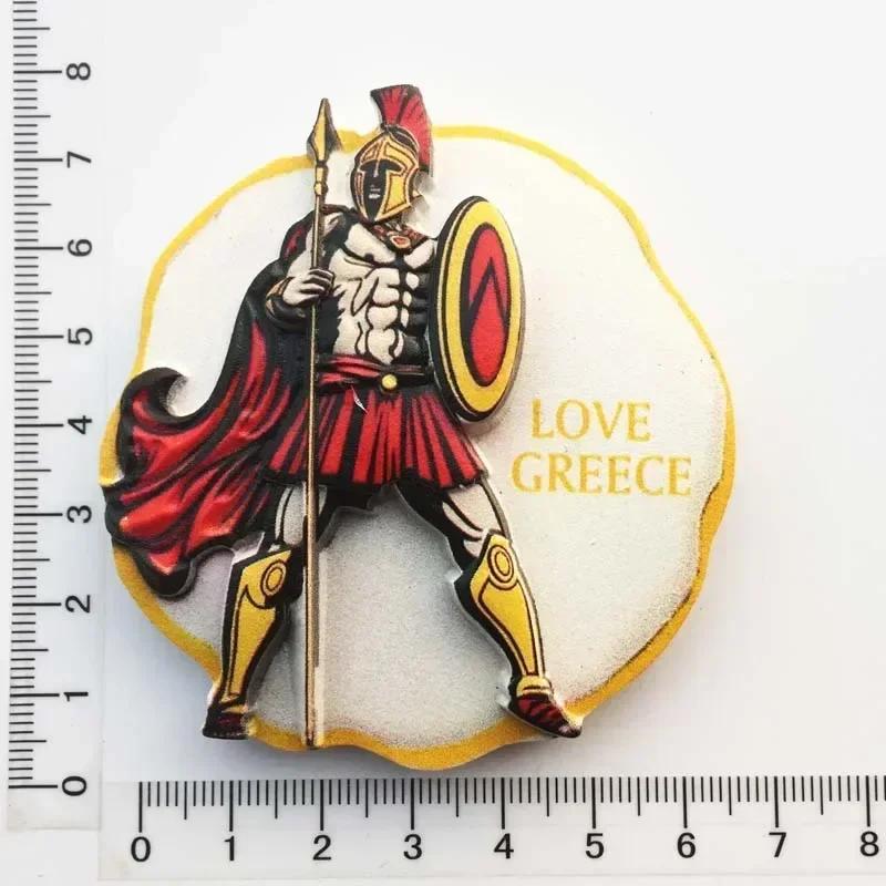 Griechische Touristen-Souvenirs Kühlschrankmagnet Griechenland Flagge Samurai Spartanischer Helm Handbemalung Magnetische Kühlschrankaufkleber Geschenkideen