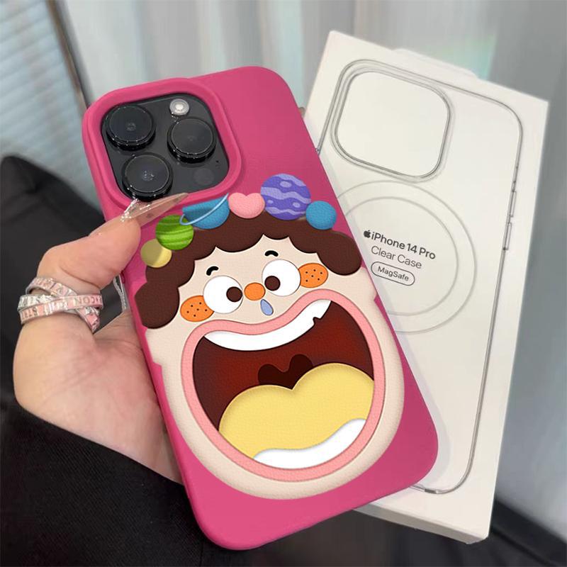 Big Face Girl für Apple 16promax/15 Handyhülle 14plus Litschi-Muster 13p Weiche Hülle 12 Sturzsicher 1