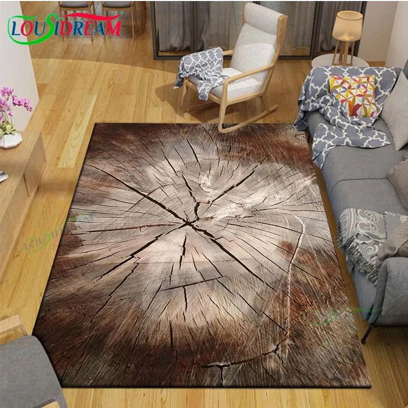 Classical Wood Grain Decor Carpet for Outdoor Balcony Garden Coffee Table Bedroom Area Rugs Kitchen Un-slip Floor Mat Alfombra