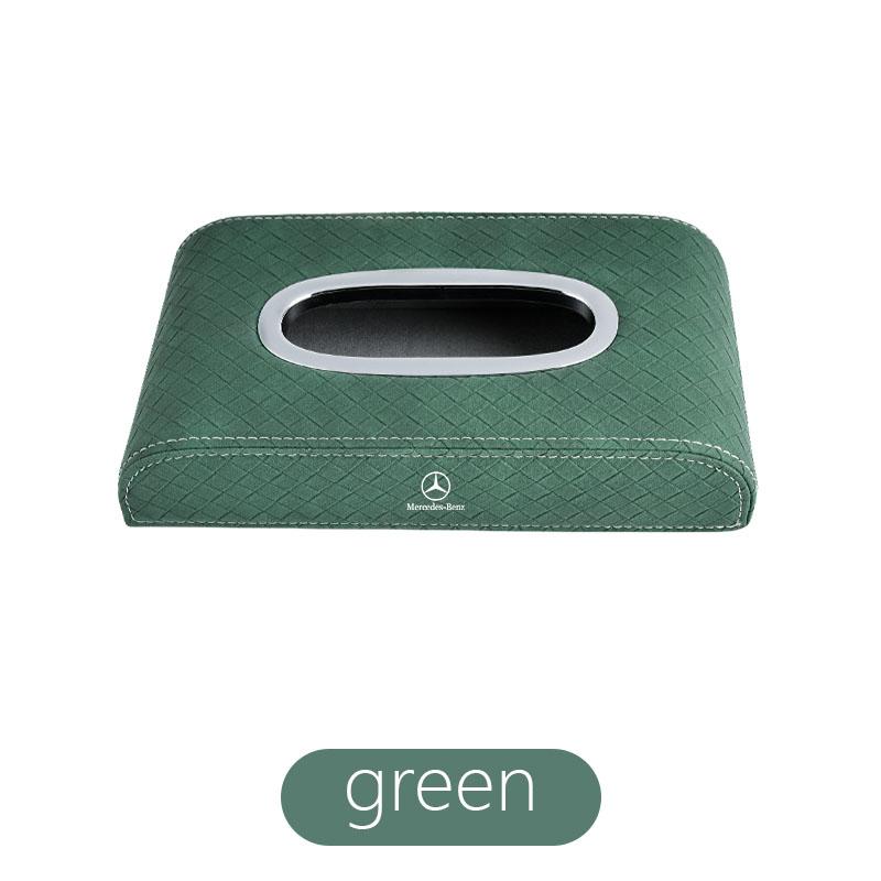 

GLC GLB Car Tissue Box Leather Napkin Papers Storage Organizer For Mercedes Benz AMG W206 W204 W205 W212 W213 W221 W222 W223 W2 зелёный