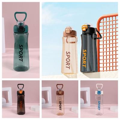 Mit Stroh Sport-Wasserflasche Klappdeckel Große Kapazität Sport-Kessel Outdoor Reisekessel