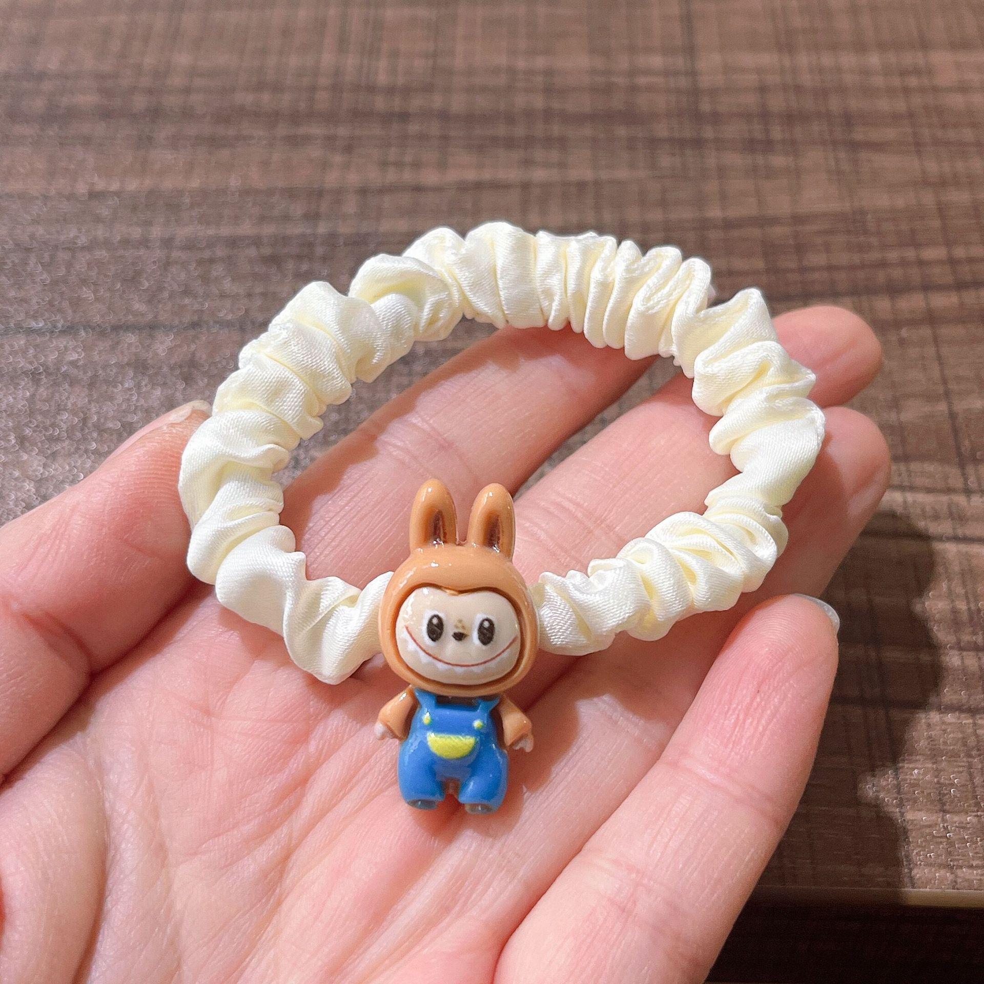 

Милая резинка для волос в виде кольца из кишок Labubu цвета экрю - Эластичная тканевая мультяшная резинка для детей и женщин