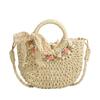 Fresh and Light Floral Woven Bag, Beach Vacation Bag, Beachside Single Shoulder Bag, Handbag, Grocery Basket Bag Casually