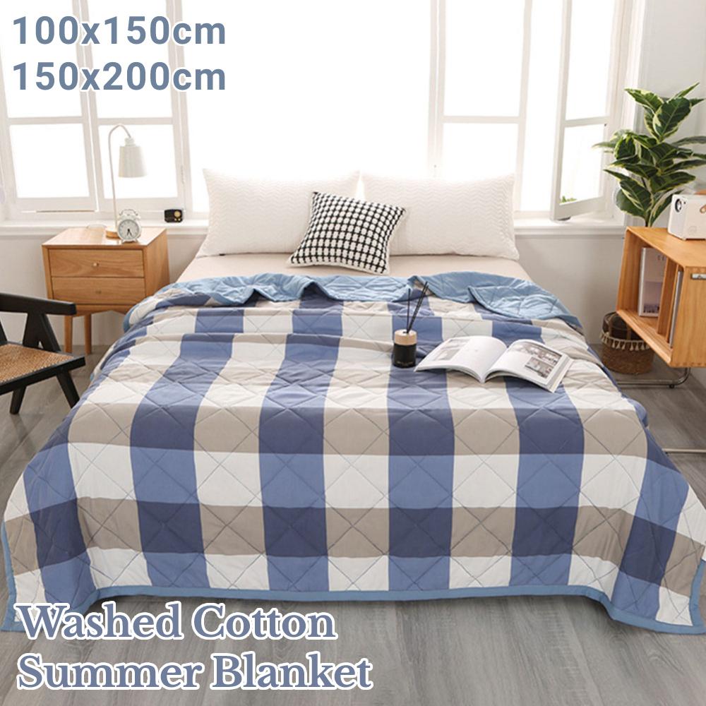 Washed Cotton Summer Blanket Bed Sofa Air Condition Comforter Breathable Soft Air Conditioning Quilt Lightweight Cooled Blanket