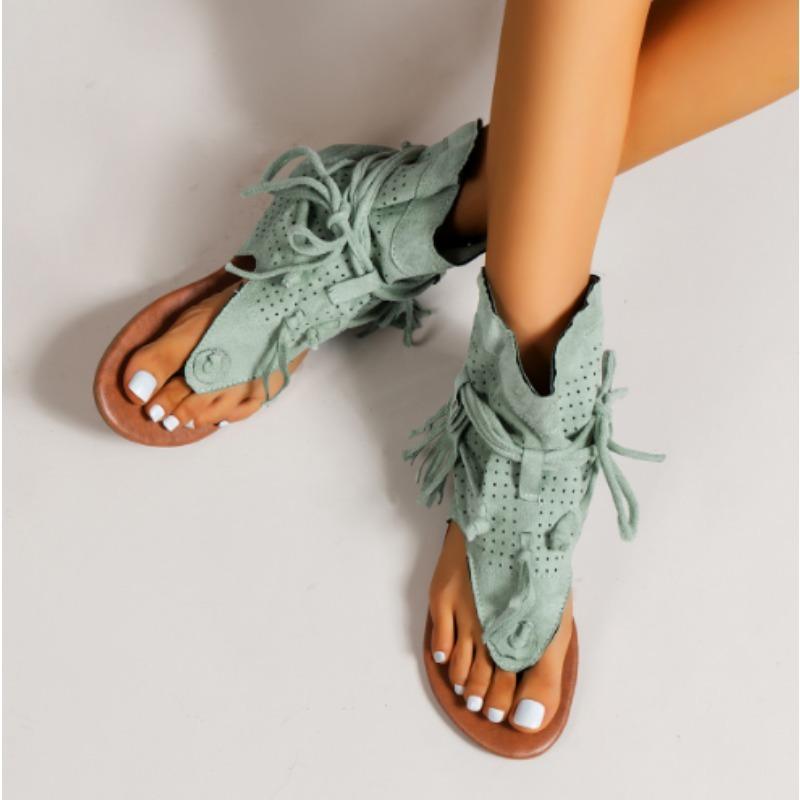 Fashion Women's Sandals 2025 Retro Gladiator Ladies Clip Toe Vintage Boots Casual Tassel Rome Fashion Summer Woman Shoes for Female New