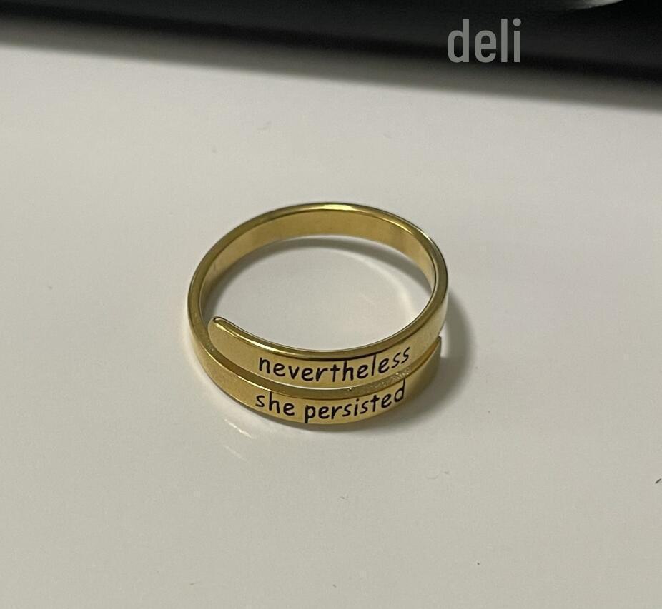 Inel Retro Deschidere Oțel Inoxidabil 'Sunt Suficientă' Strat Dublu pentru Femei