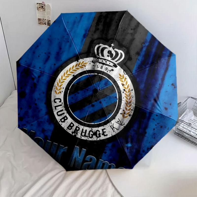 1 PC Automatic Folding Umbrella - Club Brugge KV Custom Name Pattern, Portable & Foldable Design with 8 Ribs, Christmas Birthday Gifts