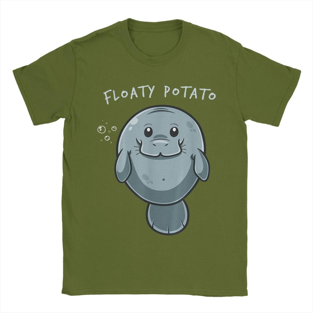 Floaty Potato Funny Kawaii Unisexatee Sea Animal Fish T Shirts for Unisex 100 Cotton TShirt Round Neck Tees Short Sleeve Tops Gift