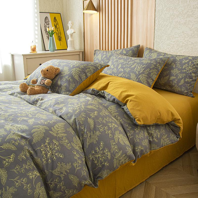 1 db Virágmintás Paplanhuzat Mosott Pamut Housse De Couette Egyszemélyes/Queen/King Funda Nordica Ágy 90(Párnahuzat nélkül)