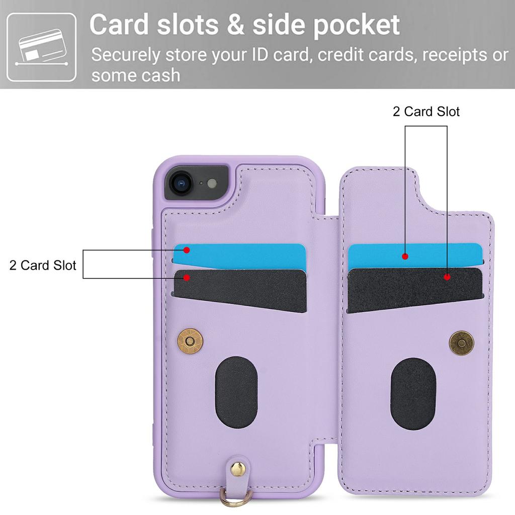 SY-001 For iPhone 16e Case Card Slots Leather Coated TPU Flower Phone Cover