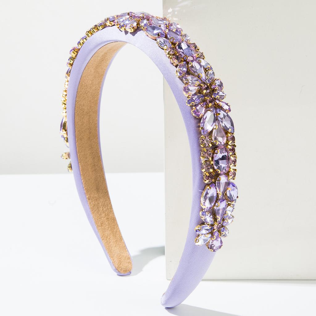 Full Marquise Rhinestone Padded Headband Palace Style Colorful Crystal Tiara Luxury High Top Sponge Hairband Bridal Gift