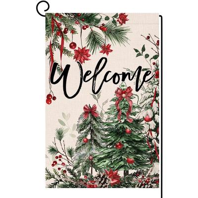 Trees Christmas Garden Flag 12x18 Vertical Double Sided Welcome Winter Holiday Outside Decorations Yard