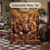 Wolf Fuchs Thema Kuscheldecke Personalisierbarer Name Text Personalisierte Decke Weich Gemütlich für Zuhause Sofa Bett