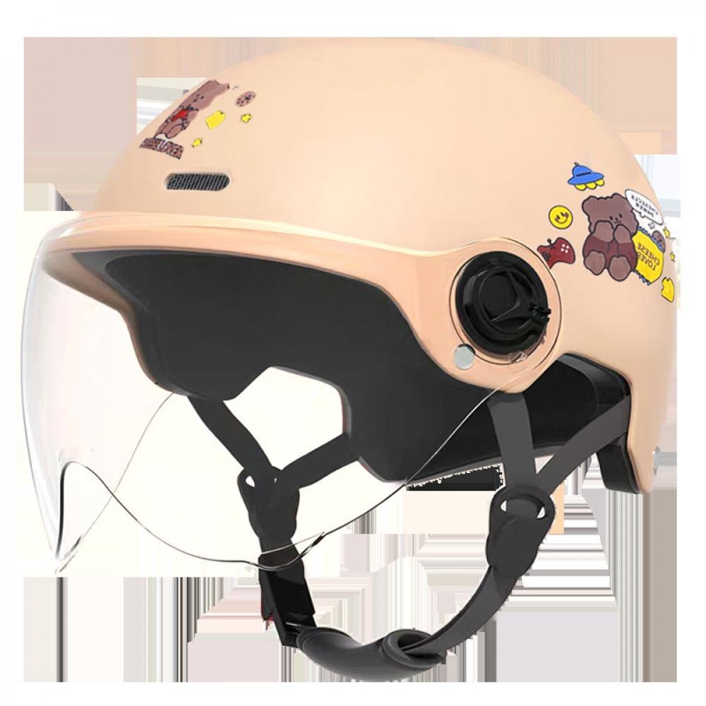 Dual-Visor Half Helmet for Electric Motorcycle Scooter, All-Season Sun Protective Safety Riding Helmet for Men Women