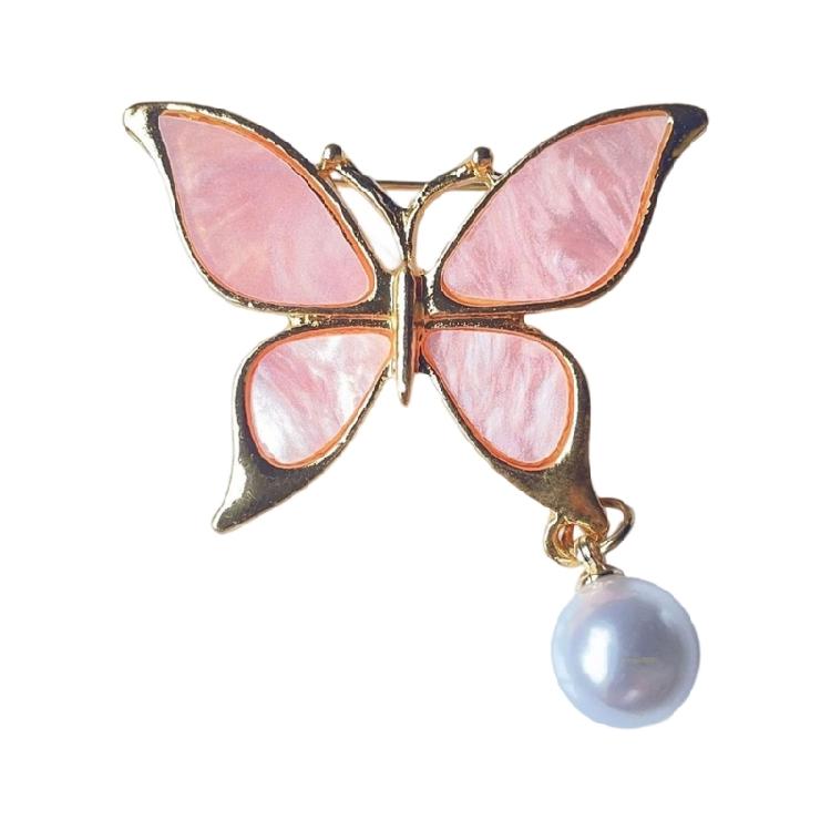 Versatile Butterfly Pearls Accessory Modern Waterdrop Inspired Detailing Sturdy Alloy Brooch for Casual Formal Wear