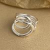925 Sterling Silver Rings for Women Couple Minimalist Handmade Simple Interlines Ring Fine Jewelry Gift Prevent Allergy