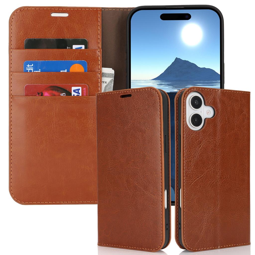 iPhone Crazy Horse Pattern Genuine Leather Wallet Leather Case Fashionable and Practical Combining Card Slot and Stand Function