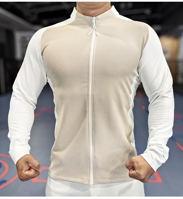 

Men s Color Block Stand Collar Light Luxury Jacket - Versatile Casual Long Sleeve Outerwear 2XL світлого кольору хакі