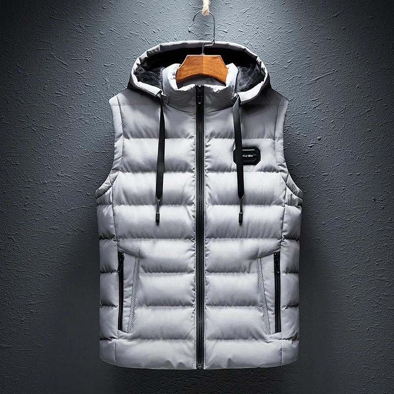 New Hooded Casual Vest Jacket for Men Autumn Winter Warm Sleeveless Jacket Fashion Comfortabel Zipper Waistcoat Plus Size