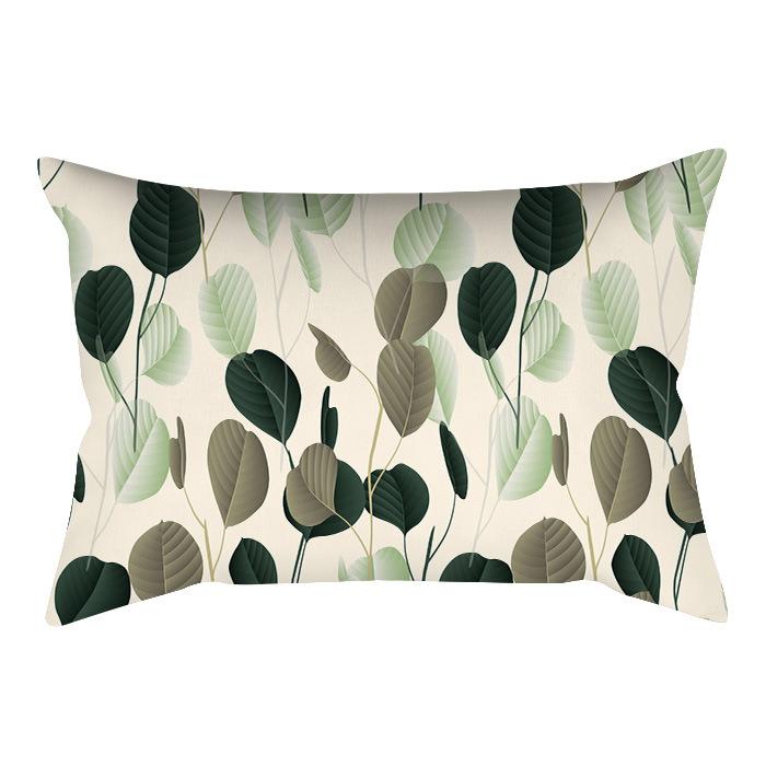 Home Flower and Green Plant Rectangular Waist Pillowcase, Peach Skin Velvet Digital Printed Throw Pillow, Office Waist Cushion Cover