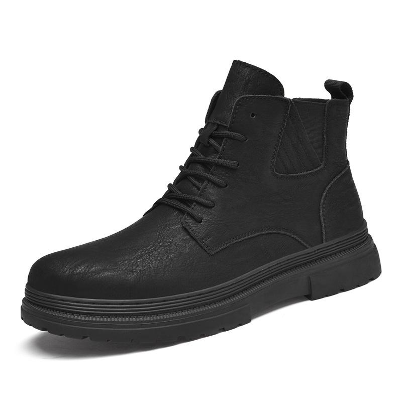 Men s Leather Chelsea Boots - High-Top Outdoor Work Boots for Autumn/Winter 41