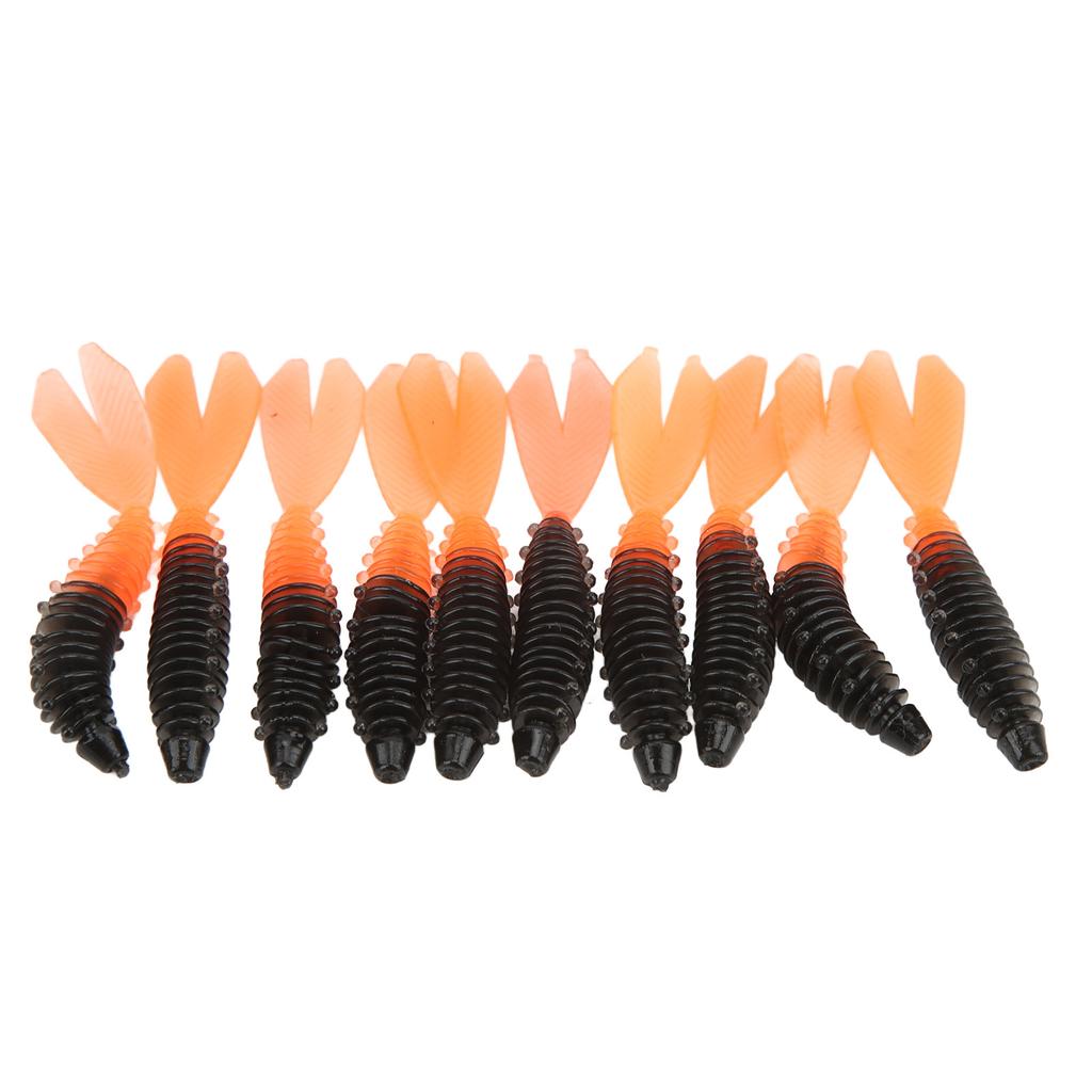 10Pcs Fishing Soft Lures Double Tails Design Soft Vivid Lifelike Appearance Spiral Stripe Fishing