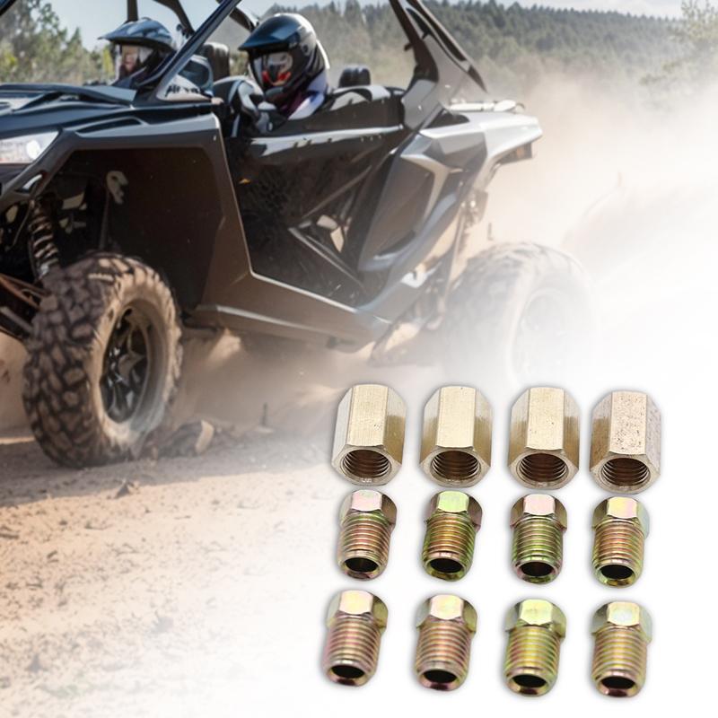12 Stück 7/16 Zoll-24 Gewinde Bremsverschraubungen Sortiment 4 Verschraubungen 8 Muttern Bremsleitungsverbinder für 1/4 Zoll Stahlbremsleitung