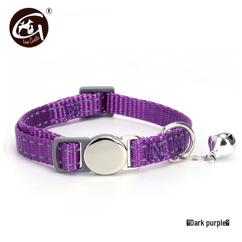 Reflective Nylon Cat Collar with Engraved Metal Buckle