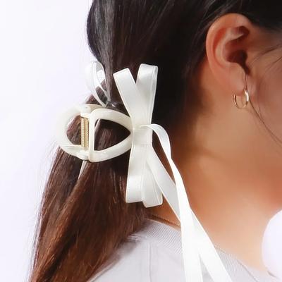 Long Long Balletcore Satin Ribbon Hair Updo Claw Clip Hair Clip Ribbon Hair Clip Half-up Claw Clip