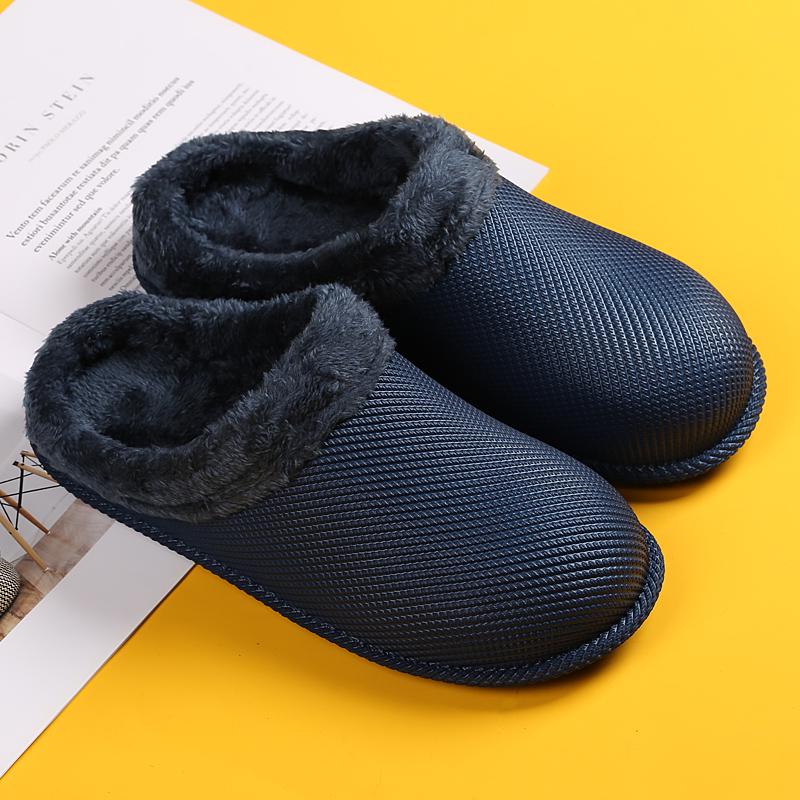 Men's Women's Cotton Slippers Warm Winter Casual Leather Shoes Waterproof and Non-slip Indoor Outdoor Walking Cotton Shoes 36-46