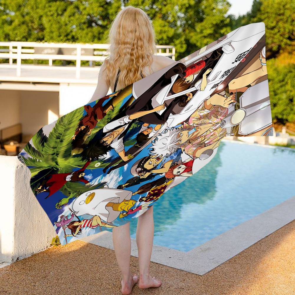 Anime G-Gintama Funny Microfiber Blanket Quick Drying Beach Towels Oversized Printing Super Absorbent Pool Towel Blanket