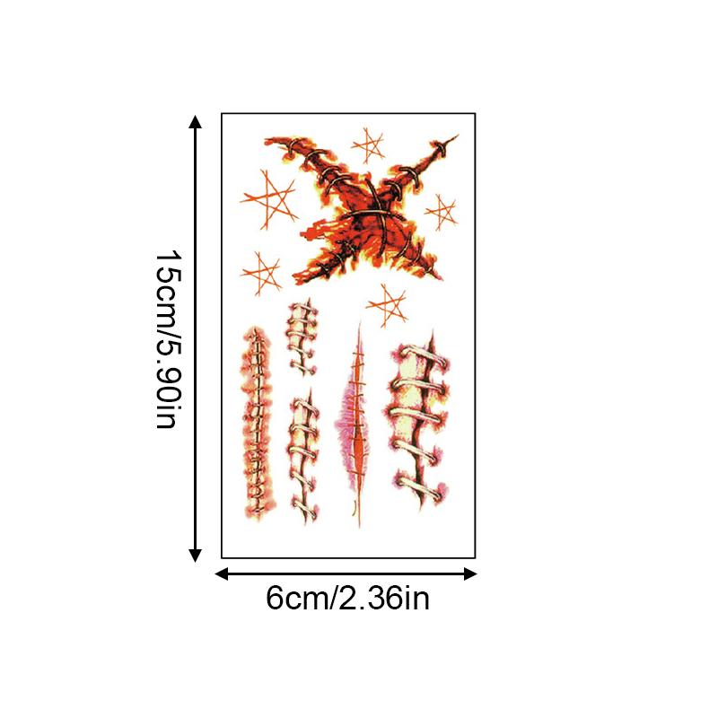 Halloween Temporary Tattoos Realistic Tattoo Stickers Halloween Party DIY Bloody Halloween Decorations Halloween Look 1PC