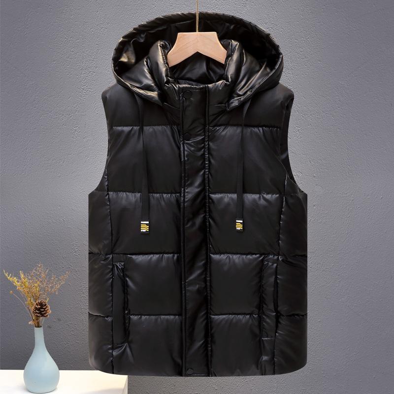 

Autumn and Winter Men s Tooling Cotton Vest Loose Handsome Vest Warm Student Trend Vest Thickened Jacket Outside Wear 5XL (165-90 kg) чорний