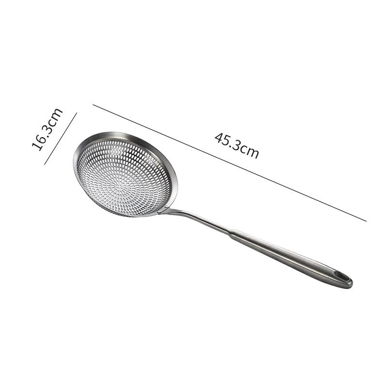 Large Stainless Steel Colander Fine Holes Skimmer Long Handle French Fries Strainer Home Gadget Kitchen Utensils Cooking Tools