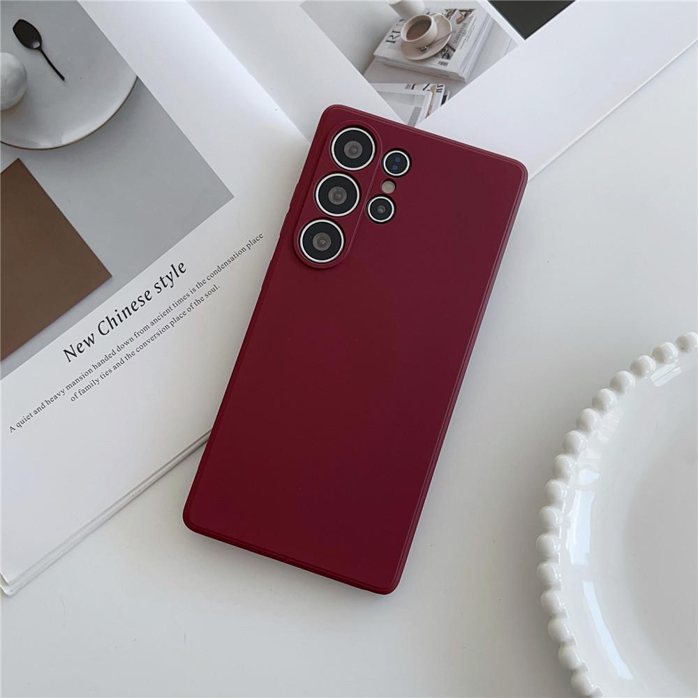 

Wine Red Liquid Silicone Phone Case For Samsung S25 S24 S23 S22 Plus Note 20 Ultra S21FE S20FE Solid Color Soft Shockproof Cover For Samsung S25FE