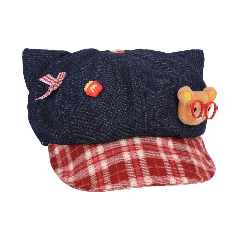 Sweet and cute bear peaked cap children autumn and winter outdoor travel versatile face small star anise beret