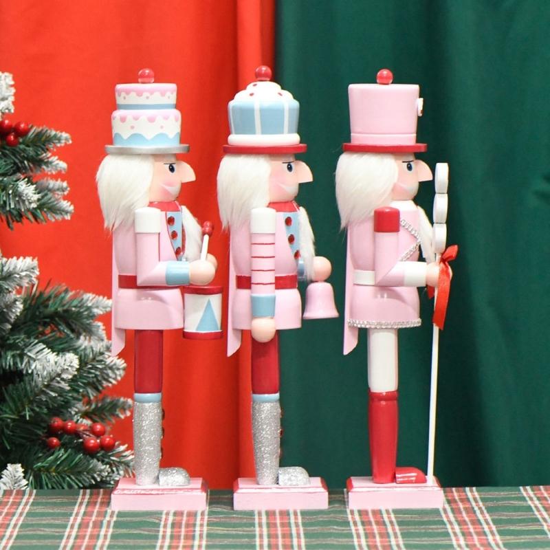 Festival 38CM/15inch Macaron Colored Drummers Dolls, Wood Table Decoration for Holiday Baking Enthusiasts