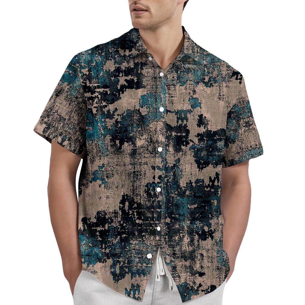 Retro Bohemian Print - Men's Casual Short Sleeved Shirt