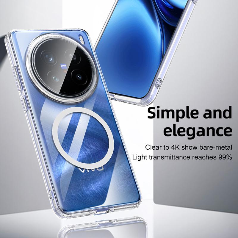 Magnetic Case For Vivo X200 Pro Case For MagSafe Transparent Phone Cover For Vivo X200Pro Mini Protect Shell Shockproof Bumper