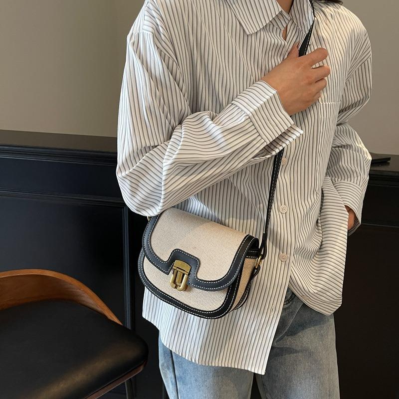 New Niche Contrasting Color Single Shoulder Crossbody Saddle Bag Fashionable Retro Trend Versatile Armpit Bag