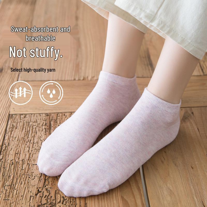 Women's Breathable Cotton Low-Cut Invisible Socks - Spring/Summer Candy Colors