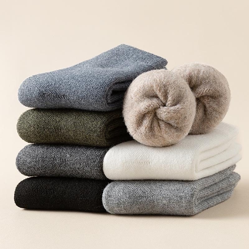 Cashmere Socks Men'S Medium Tube Socks Keep Warm In Season, Super Thick Fleece Wool Socks, Thickened Deodorant Men'S Socks In Winter