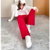 Winter New Thickening Velvet Wide Leg PantsCasual Warm Elegant Women Sweatpants Korean High Waist Loose Straight Pants Female