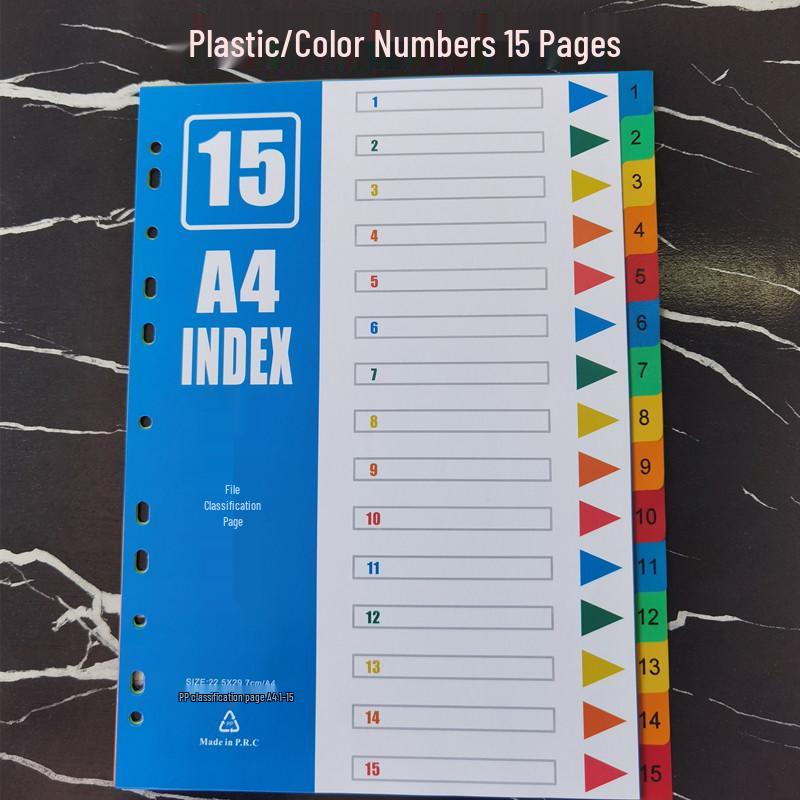 Set de separadores A4 de hojas sueltas: 12 Páginas de Índice Mensual, 50 Páginas Etiquetadas, 31 Páginas de Clasificación por Letra de Colores, Perforadas para 11 Agujeros.