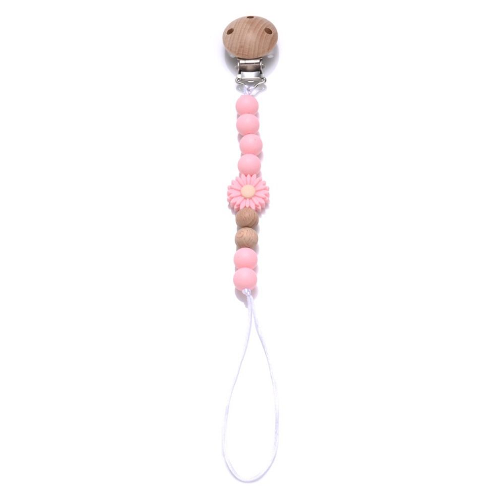 Soother Holder Baby Pacifier Chain Wood Baby Teething Toys Straps Cute Nipple Holder Clips  Toddler