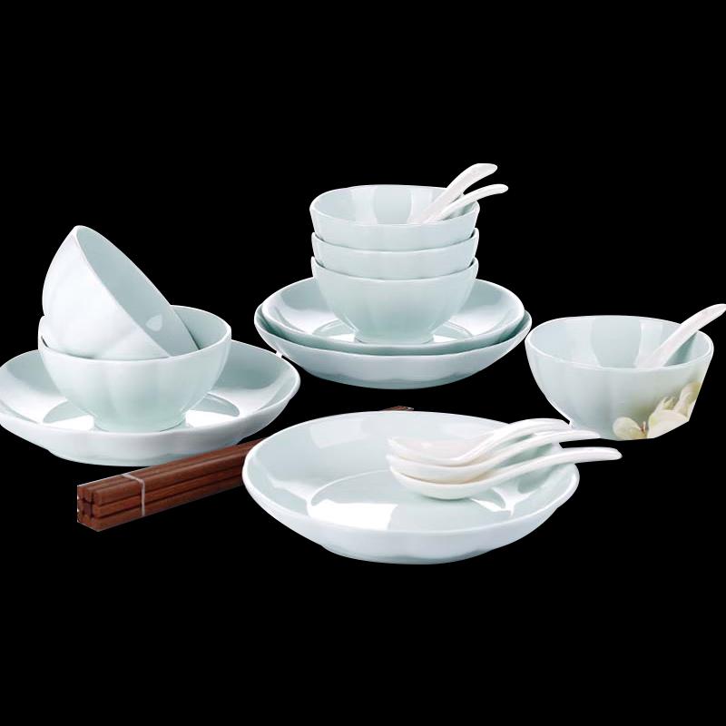Ai Yi Rui Si Набор керамической посуды цвета селадона, 18 предметов