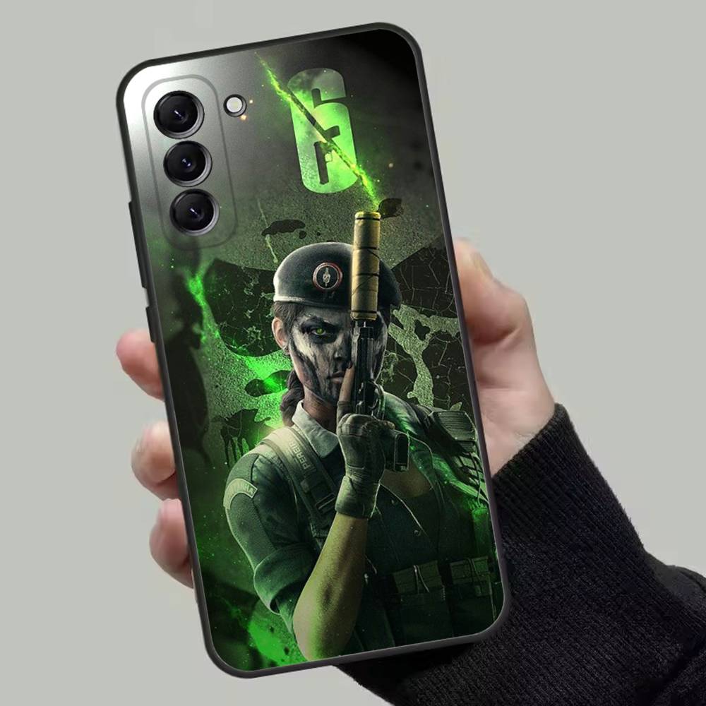 Rainbow S-Six S-Siege Phone Case For Samsung Galaxy A13,A21s,A22,A31,A32,A52,A53,A71,A80,Soft Black Shell